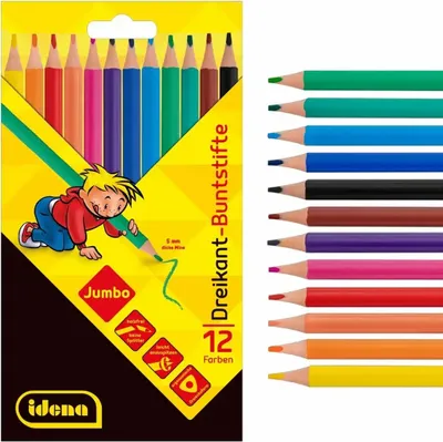 Produktbild von Idena Dreikant-Buntstifte Jumbo holzfrei 12er