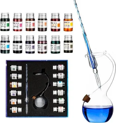 Produktbild von Kunststiftset aus Glas - 12 Farben - Dekorationsstift - Handzeichnungen - Kunstschreiben