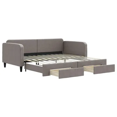 Image de vidaXL Lit de jour extensible avec tiroirs Taupe 100x200 cm Tissu