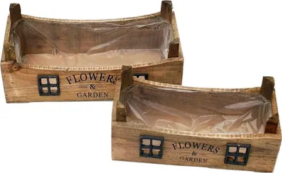 Produktbild von Dekoratives Holzkistenset 2er Pflanzkasten