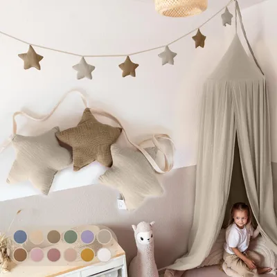 Produktbild von Handgemachte Wimpelkette für Kinderzimmer aus Musselin Baumwolle