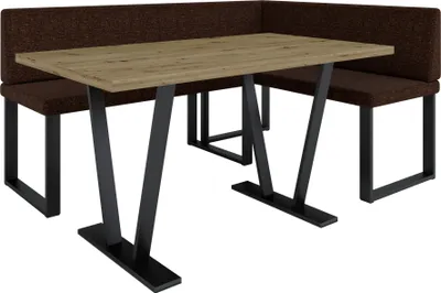 Obrázek produktu pro Rohová lavice AKIKO METAL se stolem 196x142 vpravo - rohová lavice pro vaši jídelnu, moderní kuchyň, obývací pokoj, jídelní kout. Ideální do kuchyně, kanceláře a recepce