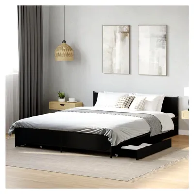 Produktbild von Bettgestell mit Schubladen ohne Matratze Schwarz 120x200 cm