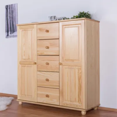 Produktbild von Kommode Kiefer massiv Vollholz natur Junco 158 – Abmessungen: 123 x 121 x 42 cm (H x B x T)