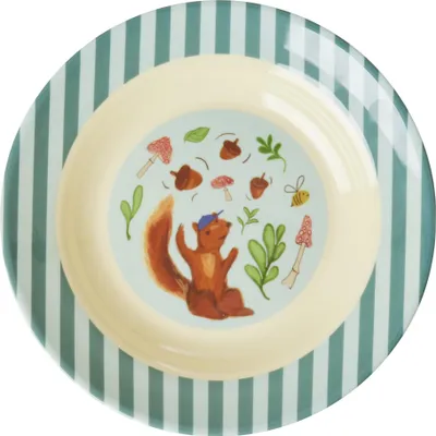 Produktbild von Rice Melamine Kids Bowl with Blue Happy Forest Print - 250 ml