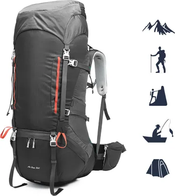 Produktbild von Mofut Wanderrucksack 80L, Trekkingrucksack Herren Damen Rucksack, Outdoor Reiserucksack, Tagesrucksack Schulrucksack - Grau