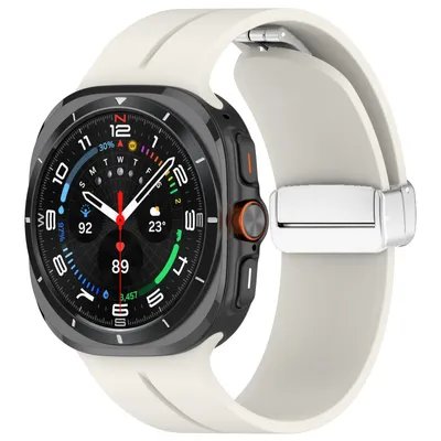 Immagine prodotto di Per Samsung Galaxy Watch Ultra 47mm scanalatura Silicone Strap fibbia magnetica Beige