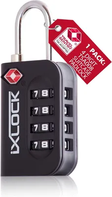 Immagine prodotto di Lucchetto numerico a 4 cifre, conforme agli standard TSA, colore nero, per valigie