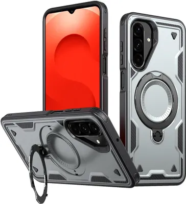 Immagine prodotto di Custodia MagSafe per Samsung Galaxy A26 - Cover posteriore Phonesta MagLock Armor con anello - Grigio