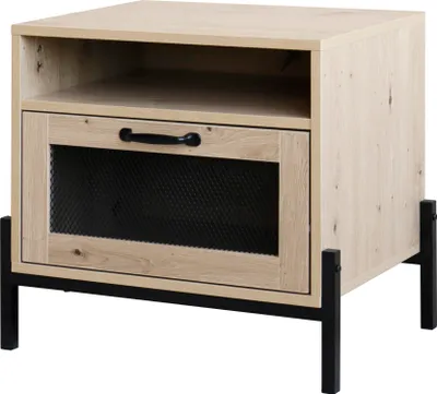 Immagine prodotto di QUVIO Comodino - Tavolino - Comodino - Mobili da camera - Tavolino - Con anta a battente - Legno e acciaio - 40 x 50 x 50 cm