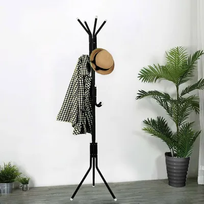 Produktbild von Garderobenständer Kleiderständer Standgarderobe Garderobe lackiert Metall - Schwarz