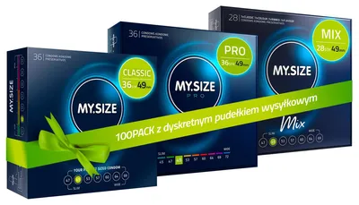 MY.SIZE MY.SIZE 100 Prezerwatyw 49 mm Megazestaw Classic + Mix + Pro – zdjęcie 1