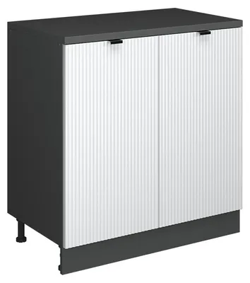 Zdjęcie produktu dla Kuchenna szafka pod skos Vicco R-Line Białe pofałdowanie 80 cm bez skosu z 2 drzwiami, Model 61798