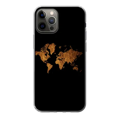 Produktbild von MuchoWow® Handyhülle Schutzhülle Hülle für iPhone 12 Pro Weltkarte - Schilf - Karte Silikon Softcase Handy Hülle - Abdeckung