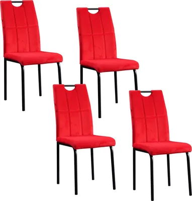 Produktbild von Denton Samtstuhl Rot mit Ziernähten und Griff-Cut-Out, Sitzhöhe 47 cm, B41,5xH96,5xT52,5 cm