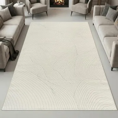 Produktbild von Teppich Creme Struktur Muster modern Wohnzimmer Größe - 80 x 300 cm