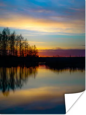 Produktbild von MuchoWow® Poster Wasser - See - Bäume - Sonnenuntergang - Natur 60x80 cm - Schlafzimmer Dekoration