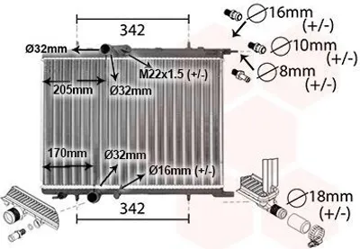 Produktbild von VAN WEZEL 40012300 Kühler Wasserkühler Motorkühler passend für PEUGEOT 206 Schrägheck (2A/C) 206 CC (2D) 307 CC (3B) 206+ Schrägheck (2L, 2M)