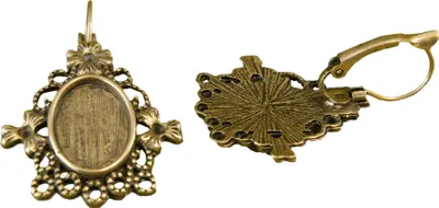 Produktbild von 5 Paar Ohrhaken mit Cabochonfassung (14 x 10 mm) Blumenmotiv