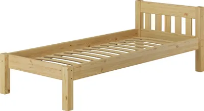 Produktbild von Bettrahmen Einzelbett 80x200 Futonbett Kieferbett Massivholz natur Zubehör wählbar V-60.38-08Rollrost inkl.