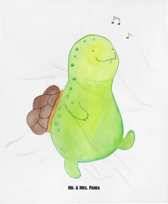 Produktbild von Mr. & Mrs. Panda Babydecke Schildkröte Pfeifen - Weiß - Geschenk, Neuanfang, Schlummerdecke, Depression, Plaid, Schildkröten, Glück, Schmusedecke, Motivation, Fleecedecke