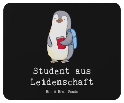 Produktbild von Mr. & Mrs. Panda Mouse Pad Student Leidenschaft - Schwarz - Geschenk, computermatte, computer mousepad, pc mauspad