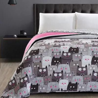 Produktbild von Bettüberwurf Colors - Luxus Tagesdecke mit Wendedesign, Größe:200 x 220 cm, Dessin:Cats invasion