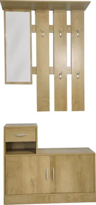 Produktbild von Garderobe Thekla, Garderobenpaneel mit Spiegel (90x116x22cm) und Schrank (90x75x24cm)