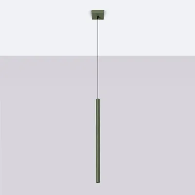Zdjęcie produktu dla Lampa wisząca PASTELO zielony oliwkowy 1xG9x8W metal wym:114x8x8cm IP20 Sollux Lighting