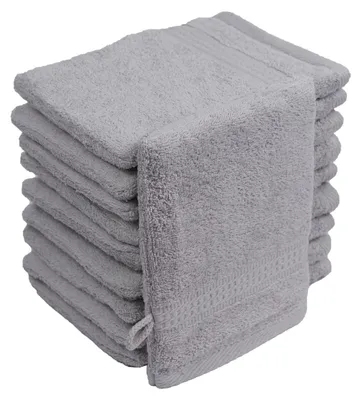 Produktbild von Waschhandschuhe Waschlappen 10er Set Silber / Hellgrau 100 % Baumwolle Frottee 500g/m² 16x21