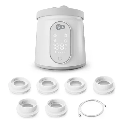 Produktbild von Kinderkraft MICARE mobiler Flaschenwärmer tragbar mit Temperaturmodi Mischfunktion 6 Adapter Weiß