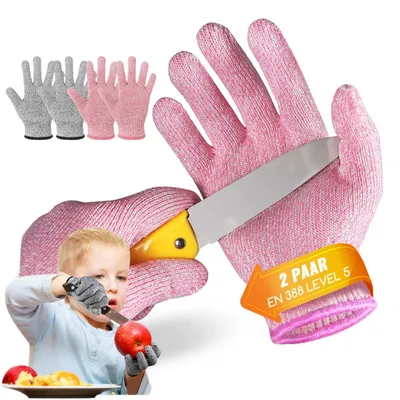 Produktbild von Paar schnittfeste Kinderhandschuhe, Schutzstufe 5, schnittfeste Handschuhe, schnittfeste Arbeitshandschuhe für Kinder im Alter von 3-14 Jahren.