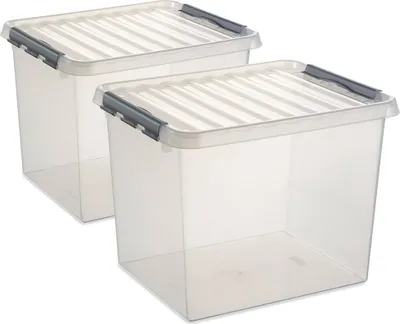 Produktbild von 2x Clipbox mit Deckel, Inhalt 52 Liter, LxBxH 500x400x380 mm, PP, transparent