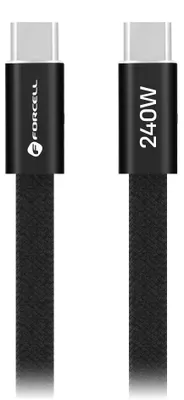 Zdjęcie produktu dla PŁASKI Kabel USB C do USB C Forcell QC4.0 PD 5A 240W 1,2M CZARNY