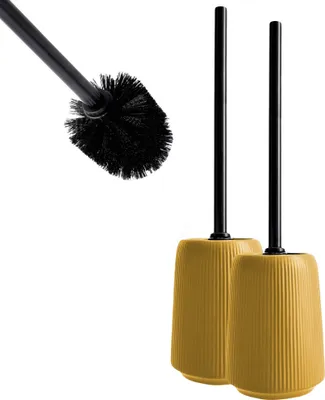 Image de KADAX brosse WC solide avec support, brosse indépendante en céramique, pack de 2, jaune