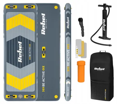 Produktbild von Rebel RBA-4517 Aufblasbare Wasserplattform mit Zubehör, 250 x 89 x 15 cm, 154 kg, grau