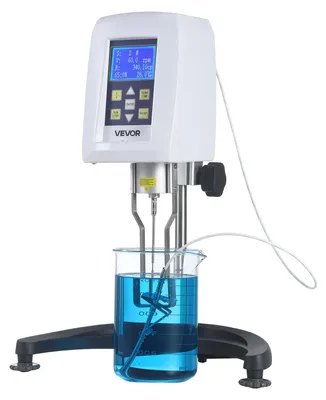 Immagine prodotto di Viscosimetro rotativo digitale, 10-100.000 mPa·s (cP), precisione ±2%, 100-240 V. Viscosimetro rotativo digitale con 4 rotori e sonda di temperatura, display LCD, viscosimetro da laboratorio per l'analisi dei fluidi