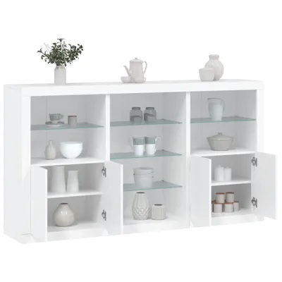 Image de vidaXL Sideboard avec lampes LED blanc 181,5x37x100 cm