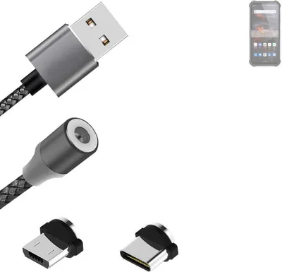 Produktbild von K-S-Trade Hochwertiges Magnet-Lade-kabel Sync-Kabel Daten-Kabel für Oukitel WP19 Pro mit USB-Typ-C-Anschluss und Micro-USB-Anschluss 2A bis zu