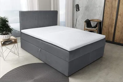 Produktbild von Boxspringbett S-Deluxe 140x200 Grau mit Stauraum
