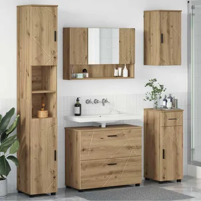 Obrázek produktu pro Maison Exclusive – Sada koupelnového nábytku, 5 dílů, Imitace "Řemeslná borovice", rozměry 35 x 30 x 192 cm