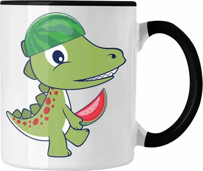 Produktbild von Trendation - Lustiger Dino Tasse Dinosaurier T-Rex Jungs Geschenk Geburtstag Geschenkidee (Schwarz)