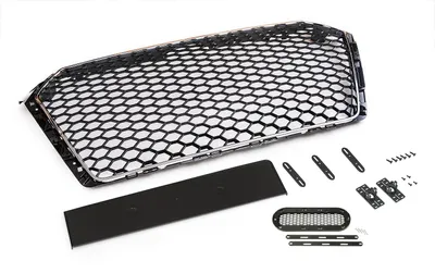 Kühlergrill Wabengrill Chrom Rahmen + Emblem Halter für Audi A4 B9 8W ab 2016 – Produktansicht