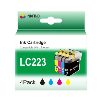 Produktbild von INKFIND LC223 Tintenpatrone passend für Brother LC223 BrotherLC223 Brother LC-223 (1x Schwarz, 1x Cyan, 1x Magenta, 1x Gelb) Multipack 4 Stück