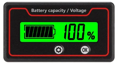 Image de Compteur de batterie,Compteur de capacité de batterie,Jauge de capacité de batterie,Indicateur de tension de capacité de batterie,Moniteur de capacité de batterie,Jauge de niveau de batterie en pourcentage