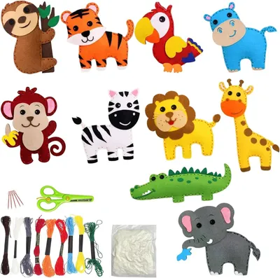 Produktbild von Kindernähset 10-teilig, Tiermotive, Filz und Stickgarn, für DIY
