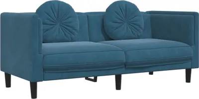 Produktbild von Sofa mit Kissen 2-Sitzer Blau Samt