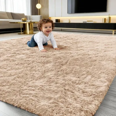 Immagine prodotto di Tappeto alto e spesso, ideale per il soggiorno, dimensioni 240x340 cm, colore cammello