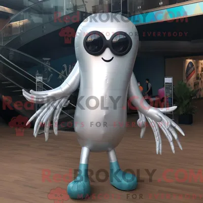 Produktbild von Maskottchenkostüm REDBROKOLY Silver Squid mit Jeggings und Sonnenbrille