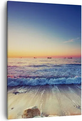 Produktbild von Bild auf Leinwand - Leinwandbild - Einteilig - Meer Strand Welle - 50x70cm - Wand Bild - Wanddeko - Wandbilder - Leinwanddruck - Kunstdruck - Wanddekoration - Leinwand bilder - Wandbild - PA50x70-3613